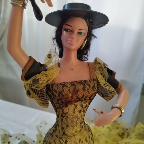 Vintage Marin Chiclana Flamenco doll 38cm, made in Spain 70s