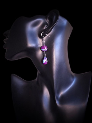 Handmade earrings from recycled plastic, purple and blue, new