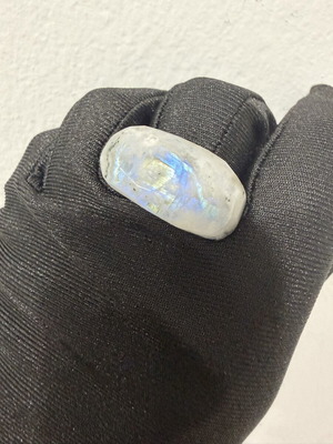 Moonstone ring carved from a single natural piece