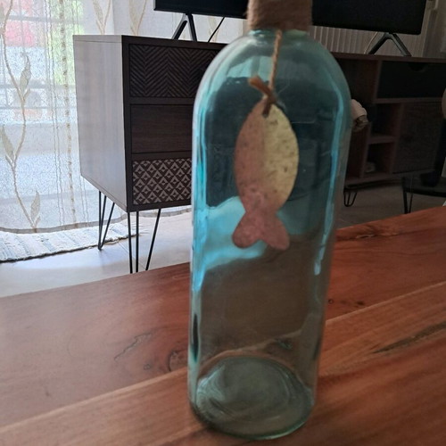 Decorative vase like new, summer blue with fish, height 26cm