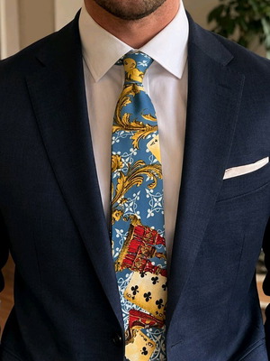 Silk tie with decorative designs like new
