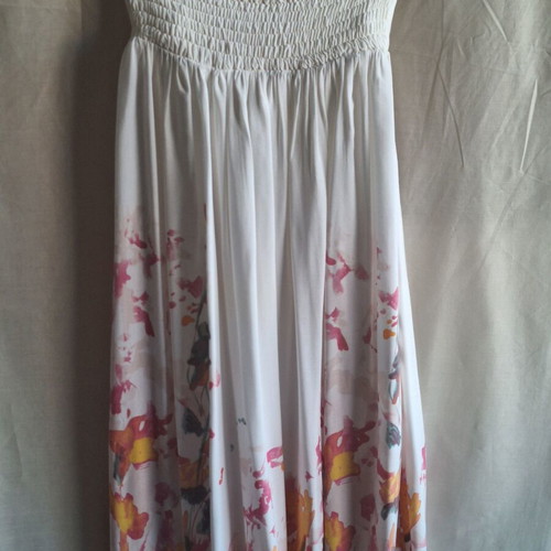 Devotion Small Watercolor Floral Strapless Maxi Dress like new