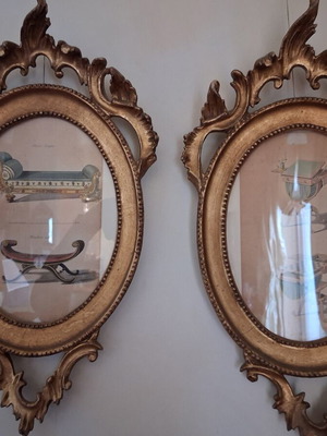 Wooden antique frames like new, set of 2 with unique themes