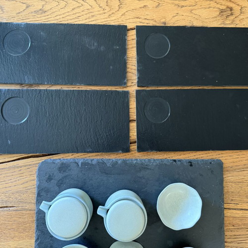 Flying Tiger Copenhagen Ceramic Sushi Set 12pcs with Slate Platter used
