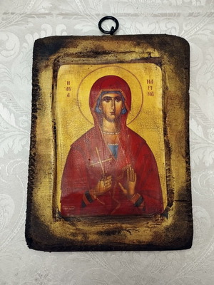 Handmade aged icon of Saint Marina new