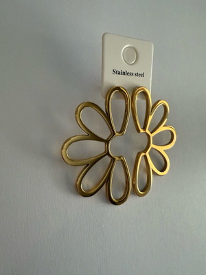 Gold Flower Earrings Stainless Steel New