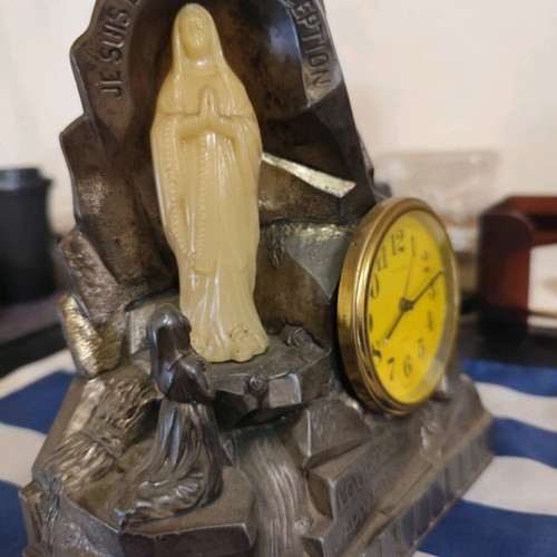 Vintage religious bronze clock 1950-1970 like new