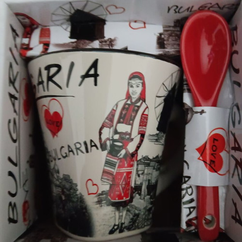 Set of mugs and spoons from Bulgaria new