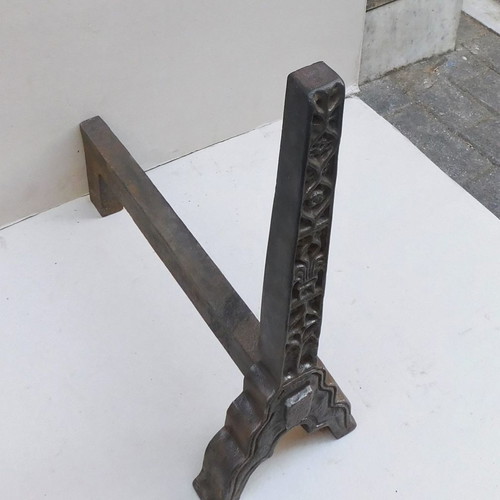 Cast iron andirons pair about 130 years old