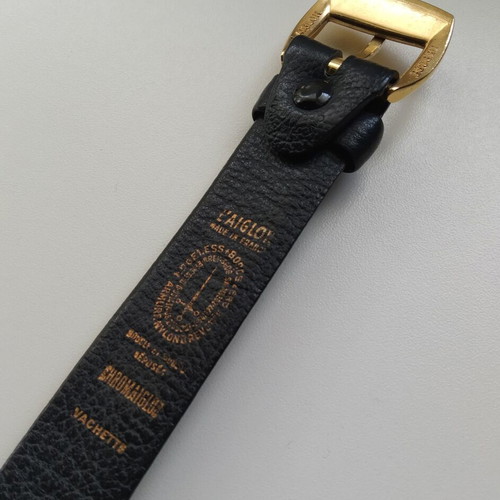Vintage black leather belt L'Aiglon used, size 90