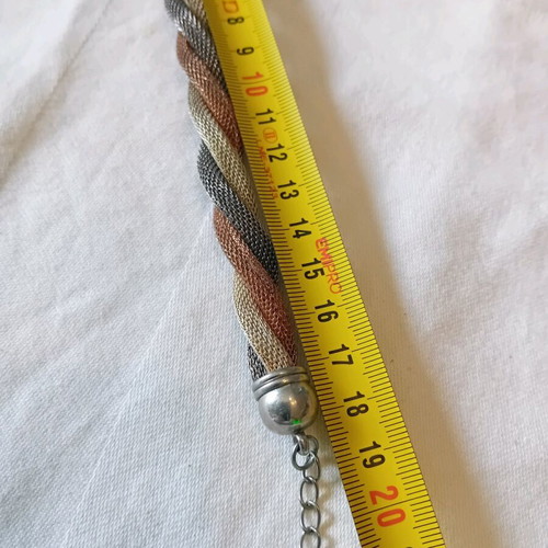 Bracelet braided from brass used, gray and brown