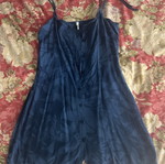 A-Style mini dress with thin straps and buttons, blue