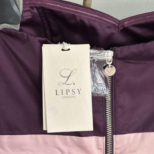 Lipsy London Strapless Satin Dress Aubergine S New