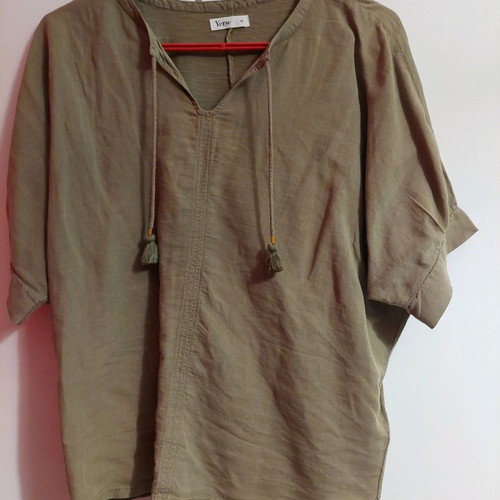 Khaki cotton blouse used, size M