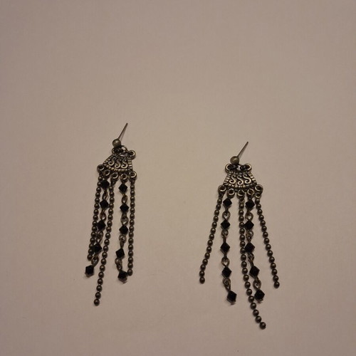 Black silver earrings used
