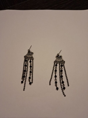Black silver earrings used