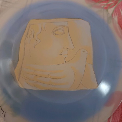 Samios glass plate like new, 19.5 cm diameter, signed by artist