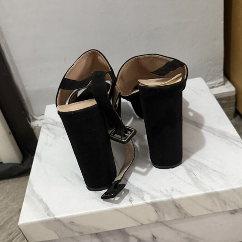Black sandals used, 12 cm heel, size 37