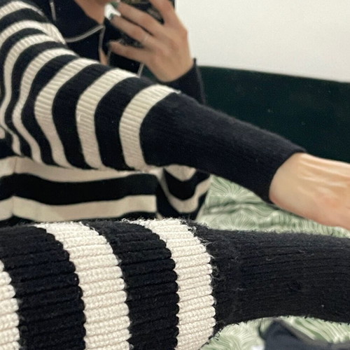 Zara knitted blouse used, size M, black and white