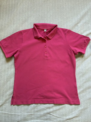UNIQLO Magenta Pink Pique Polo Shirt Women Size L 100% Cotton