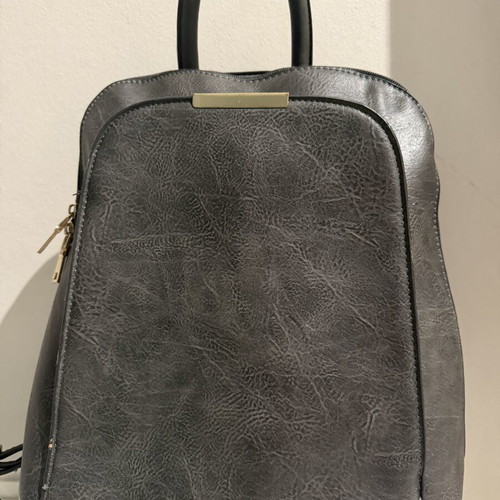 Women's backpack bag, grey mouse color, 2 outer pockets