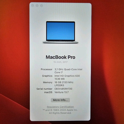 Apple MacBook Pro 15.4” i7 3.1GHz 16GB RAM 512GB SSD μεταχειρισμένο