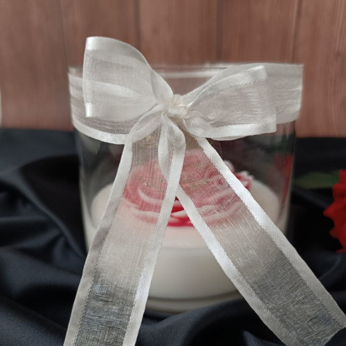 Decorative Rose Scented Candle in Glass Jar made to order