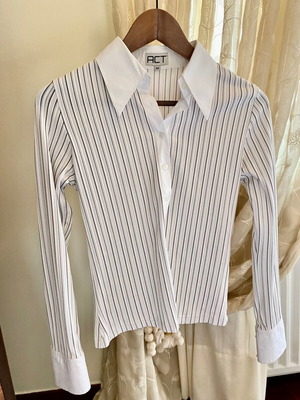 ACT shirt like new striped elastic with collar and cuffs