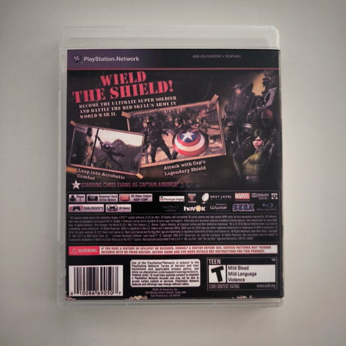 Captain America Super Soldier PS3 game used, custom cover