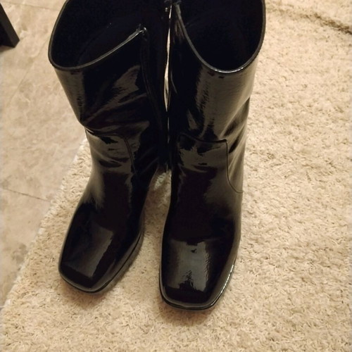 Carad patent leather ankle boots used, size 39, black, 9.5 cm heel