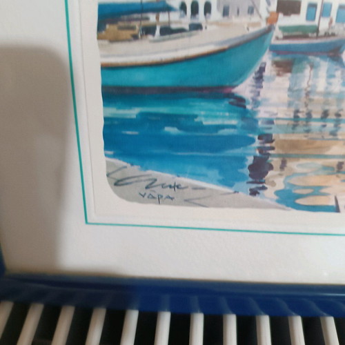 Framed artwork with Hydra theme used, blue nautical frame 19.5x25.5