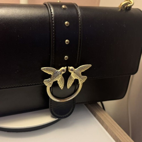 Pinko black leather shoulder bag