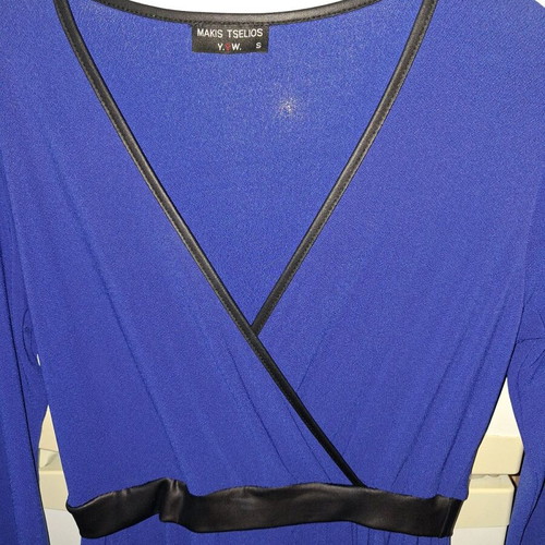 Midi dress like new with leather details, blue