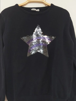 Koton Kids Sweater used, black with sequin star