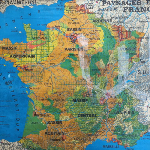France map old used double-sided 100x124 cm