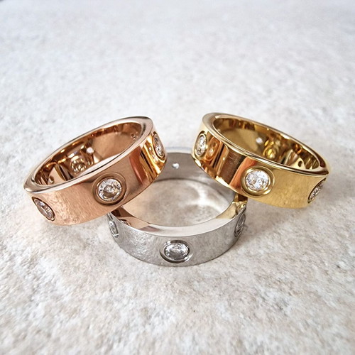 Love ring gold stainless steel with zirconia new