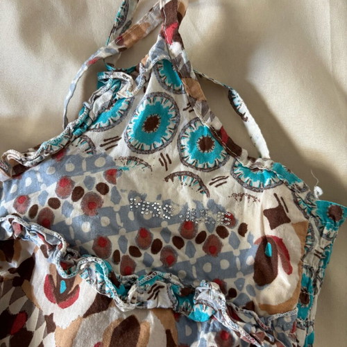 Y2K Boho Patchwork Ruffle Cami Top/Dress like new by Miss Julie