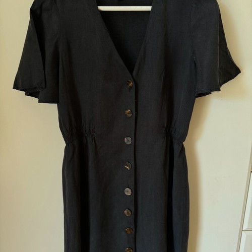 Zara dress used, black gray Tencel with buttons