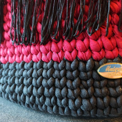 Handmade pouch bag black and red new