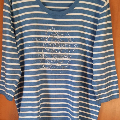 Gerry Weber blouse used with 3/4 sleeve, striped, sequin, XL-XXL