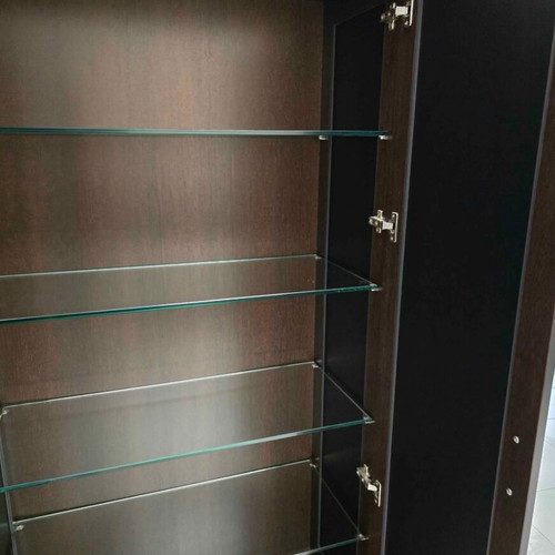 Wenge showcase with dark mirror