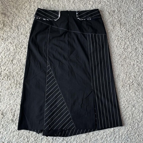 Midi asymmetrical black skirt used, with pocket, size 38