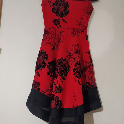 Quiz asymmetrical dress with floral glitter new, size 36
