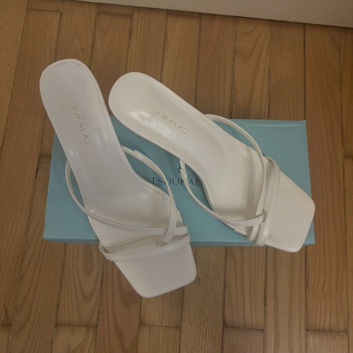 Tsoukalas Shoes white mules size 38 like new