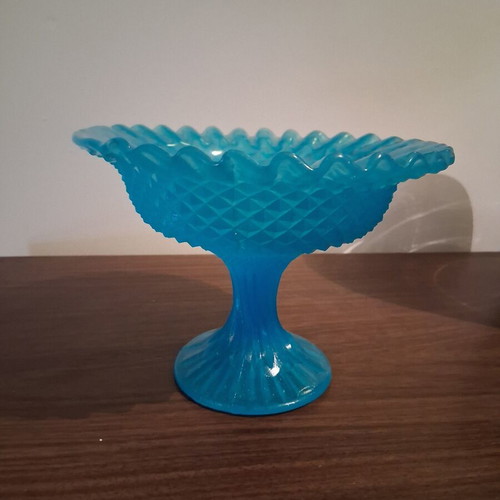 Opaline compote vintage blue, like new
