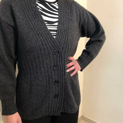 Sisley knitted wool cardigan used, gray, size S-M
