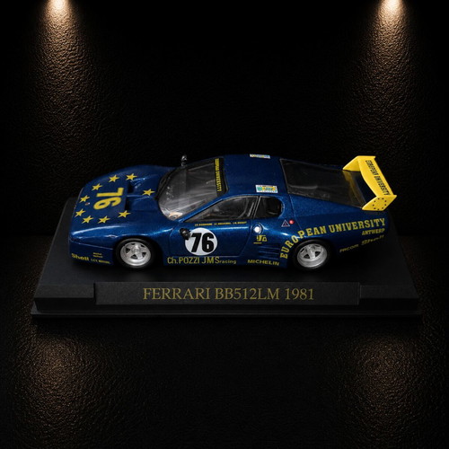 Ferrari BB512 LM 1981 1:43 collectible racing model with display base