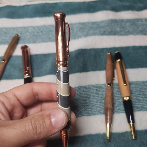 Set of 5 handmade pens from local woodturner of Keratsini, new