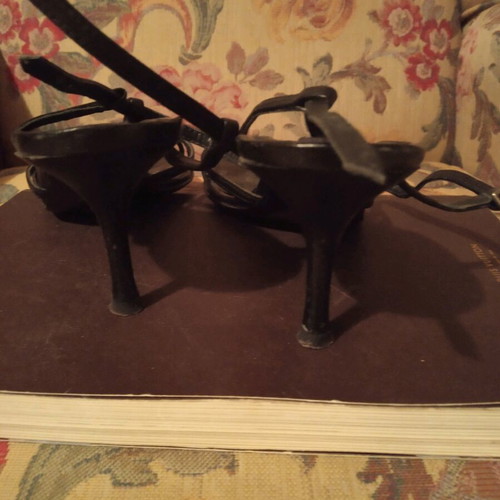Black leather sandals size 39 used