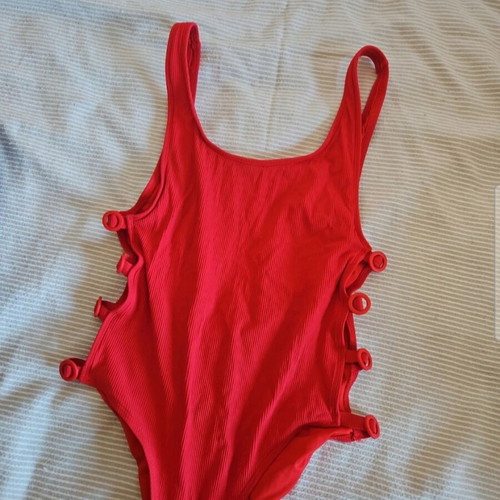 One-piece swimsuit used, red, size L